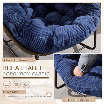 Luxury XL Egg Chair – Wicker Hanging Chair with Plush Cushion for Patio, Poolside, or Bedroom