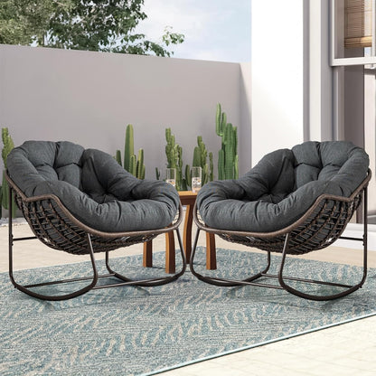 Luxury XL Egg Chair – Wicker Hanging Chair with Plush Cushion for Patio, Poolside, or Bedroom