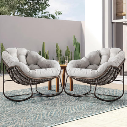 Luxury XL Egg Chair – Wicker Hanging Chair with Plush Cushion for Patio, Poolside, or Bedroom