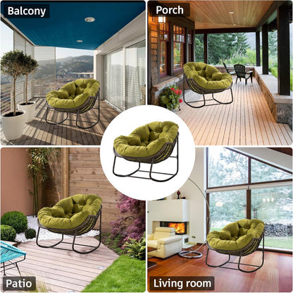 Luxury XL Egg Chair – Wicker Hanging Chair with Plush Cushion for Patio, Poolside, or Bedroom