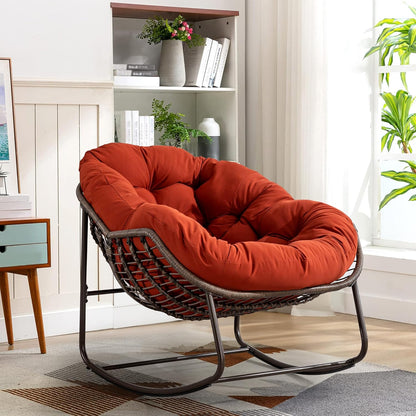 Luxury XL Egg Chair – Wicker Hanging Chair with Plush Cushion for Patio, Poolside, or Bedroom