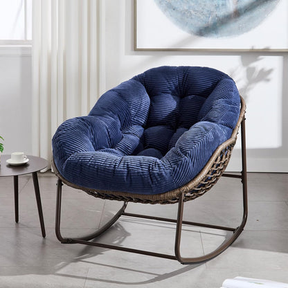 Luxury XL Egg Chair – Wicker Hanging Chair with Plush Cushion for Patio, Poolside, or Bedroom