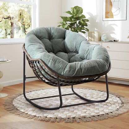 Luxury XL Egg Chair – Wicker Hanging Chair with Plush Cushion for Patio, Poolside, or Bedroom