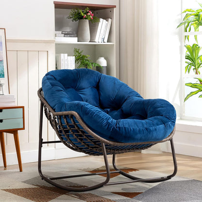 Luxury XL Egg Chair – Wicker Hanging Chair with Plush Cushion for Patio, Poolside, or Bedroom