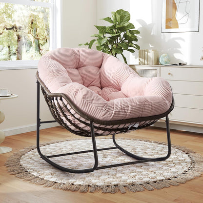 Luxury XL Egg Chair – Wicker Hanging Chair with Plush Cushion for Patio, Poolside, or Bedroom